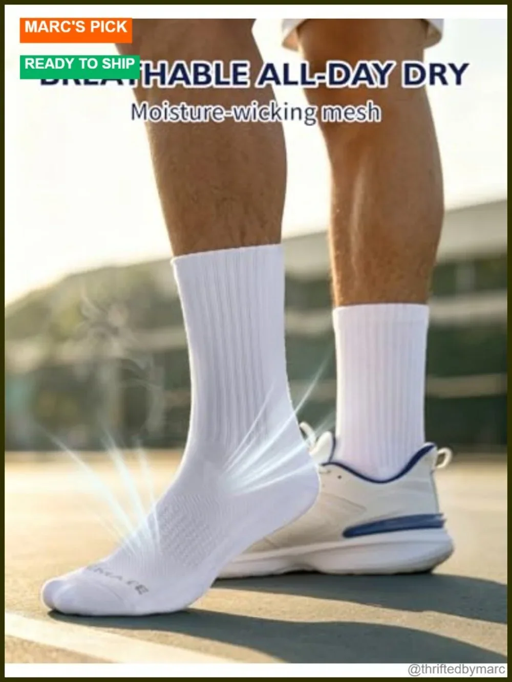 Moisture-Wicking Athletic Cushioned Crew Socks 6 Pairs Cotton Comfy Running